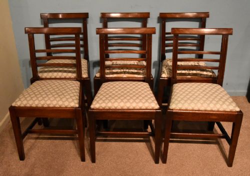 handsome set of six george iii sheraton dining chairs - CATEGORY: ANTIQUE CHAIRS - DATED 18TH CENTURY