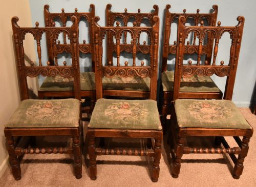 17th century gothic style country dining chairs - CATEGORY: ANTIQUE CHAIRS - DATED 17TH CENTURY