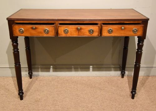 GEORGE III MAHOGANY THREE DRAWER SIDE TABLE - ADDITIONAL PHOTO 1