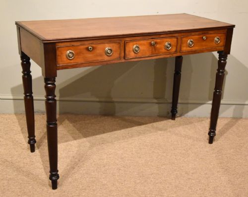 GEORGE III MAHOGANY THREE DRAWER SIDE TABLE - ADDITIONAL PHOTO 2