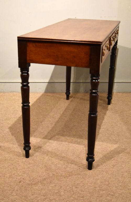 GEORGE III MAHOGANY THREE DRAWER SIDE TABLE - ADDITIONAL PHOTO 4