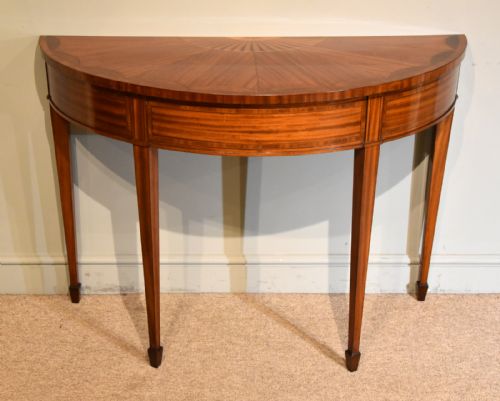demi lune console table sheraton revival sunburst design - CATEGORY: ANTIQUE TABLES - DATED 1900