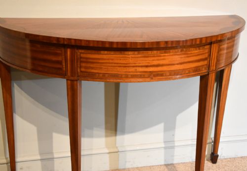 DEMI LUNE CONSOLE TABLE SHERATON REVIVAL SUNBURST DESIGN - ADDITIONAL PHOTO 2