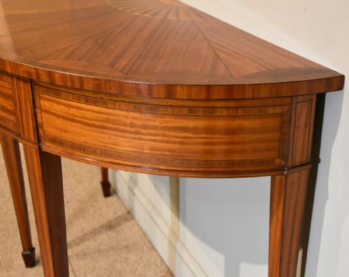 DEMI LUNE CONSOLE TABLE SHERATON REVIVAL SUNBURST DESIGN - ADDITIONAL PHOTO 5