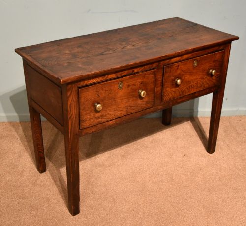 george iii elm wood server two drawers - CATEGORY: ANTIQUE SIDEBOARDS - DATED GEORGIAN