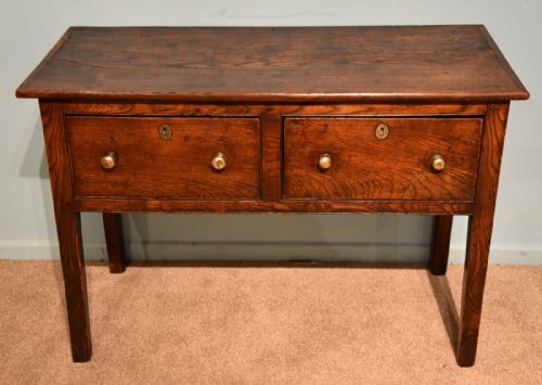 GEORGE III ELM WOOD SERVER TWO DRAWERS - ADDITIONAL PHOTO 1