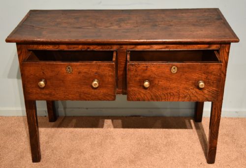 GEORGE III ELM WOOD SERVER TWO DRAWERS - ADDITIONAL PHOTO 2
