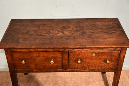GEORGE III ELM WOOD SERVER TWO DRAWERS - ADDITIONAL PHOTO 3