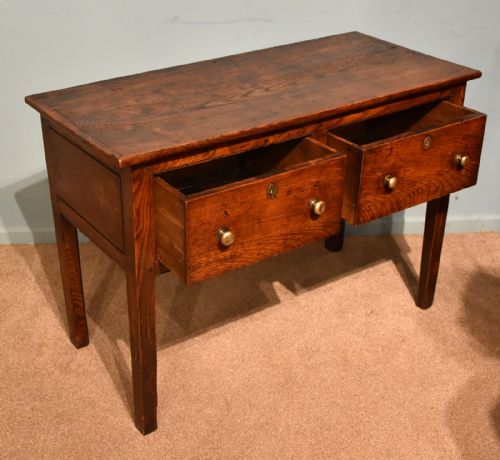 GEORGE III ELM WOOD SERVER TWO DRAWERS - ADDITIONAL PHOTO 4
