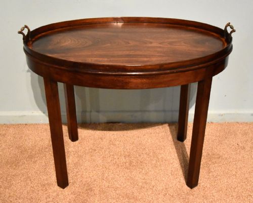 george iii mahogany cross banded oval tray on stand - CATEGORY: ANTIQUE MISCELLANEOUS - DATED 18TH CENTURY
