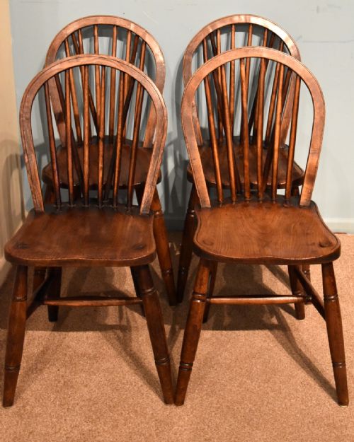 SET OF EIGHT VICTORIAN ASH AND ELM KITCHEN DINING CHAIRS - ADDITIONAL PHOTO 1
