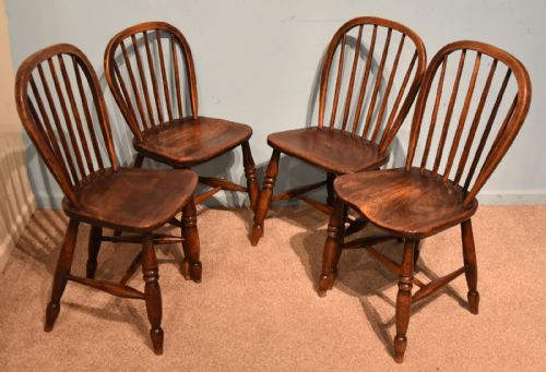 SET OF EIGHT VICTORIAN ASH AND ELM KITCHEN DINING CHAIRS - ADDITIONAL PHOTO 5
