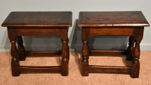 charles ii style oak joint stools - CATEGORY: ANTIQUE STOOLS - DATED 1900