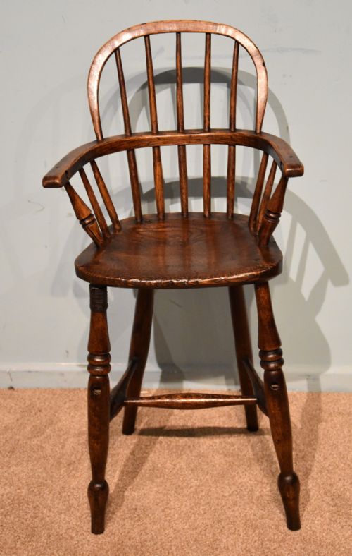 EARLY VICTORIAN ELM WINDSOR CHILDS HIGH CHAIR - ADDITIONAL PHOTO 1