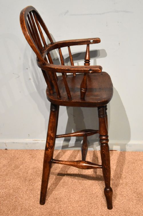 EARLY VICTORIAN ELM WINDSOR CHILDS HIGH CHAIR - ADDITIONAL PHOTO 3