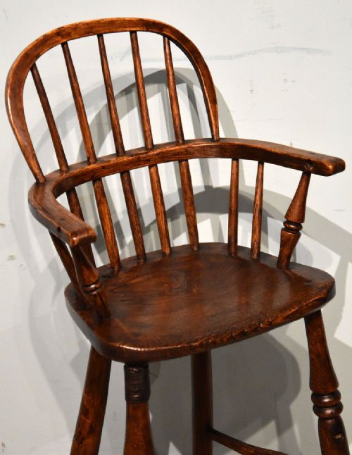 EARLY VICTORIAN ELM WINDSOR CHILDS HIGH CHAIR - ADDITIONAL PHOTO 4