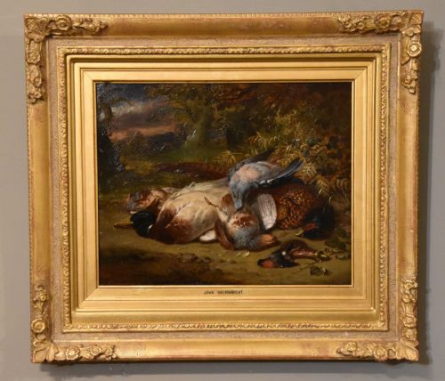 oil painting by john wainwright a sportsman's bag - CATEGORY: ANTIQUE ART - DATED 19TH CENTURY