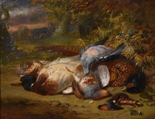 OIL PAINTING BY JOHN WAINWRIGHT A SPORTSMAN'S BAG - ADDITIONAL PHOTO 1