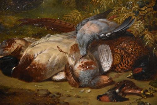 OIL PAINTING BY JOHN WAINWRIGHT A SPORTSMAN'S BAG - ADDITIONAL PHOTO 2