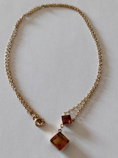 ART DECO 9CT GOLD NECKLACE PENDANT CITRINE - ADDITIONAL PHOTO 6