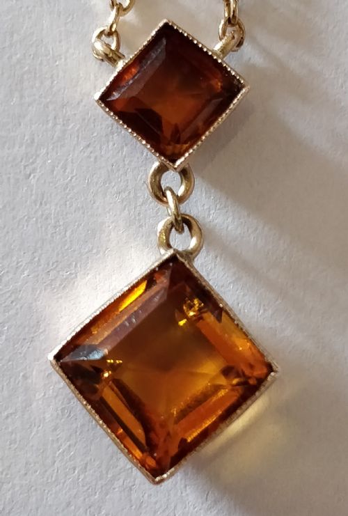 ART DECO 9CT GOLD NECKLACE PENDANT CITRINE - ADDITIONAL PHOTO 7