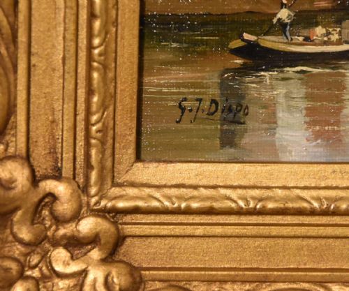 OIL PAINTING BY GEORGE JAN DISPO AN AMSTERDAM SWING BRIDGE - ADDITIONAL PHOTO 3