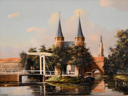 OIL PAINTING BY GEORGE JAN DISPO OLD AMSTERDAM - ADDITIONAL PHOTO 1