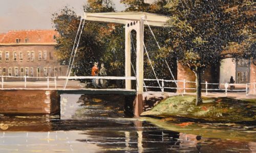 OIL PAINTING BY GEORGE JAN DISPO OLD AMSTERDAM - ADDITIONAL PHOTO 3