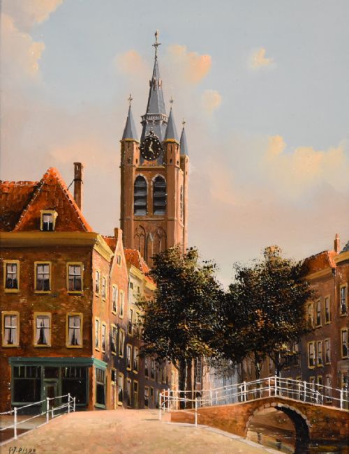 OIL PAINTING BY GEORGE JAN DISPO OLD AMSTERDAM - ADDITIONAL PHOTO 1