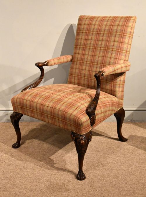 george i style c1860 walnut gainsborough armchair - CATEGORY: ANTIQUE CHAIRS - DATED 19TH CENTURY