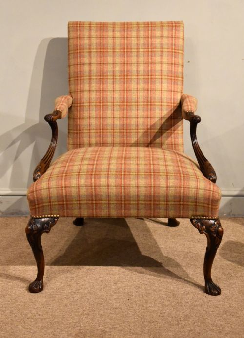 GEORGE I STYLE C1860 WALNUT GAINSBOROUGH ARMCHAIR - ADDITIONAL PHOTO 1