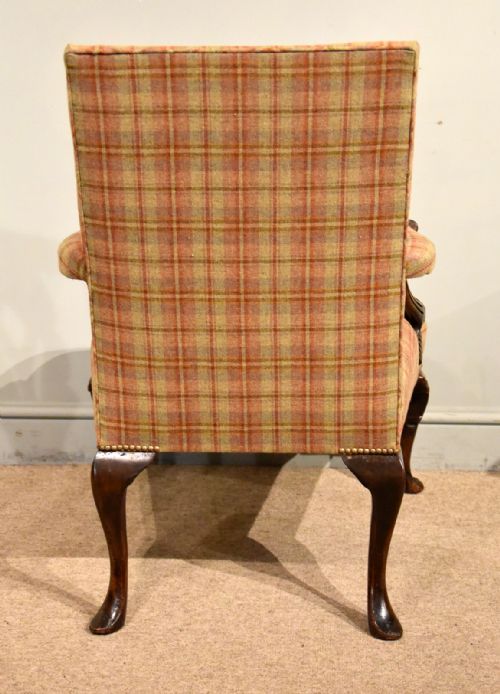 GEORGE I STYLE C1860 WALNUT GAINSBOROUGH ARMCHAIR - ADDITIONAL PHOTO 3