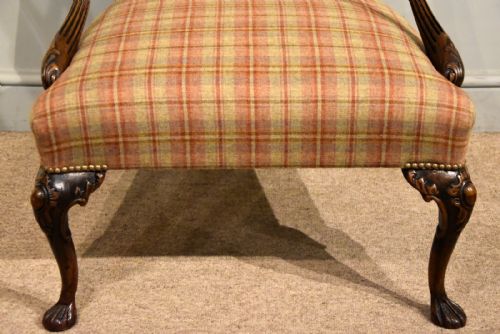GEORGE I STYLE C1860 WALNUT GAINSBOROUGH ARMCHAIR - ADDITIONAL PHOTO 4