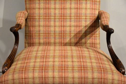 GEORGE I STYLE C1860 WALNUT GAINSBOROUGH ARMCHAIR - ADDITIONAL PHOTO 5