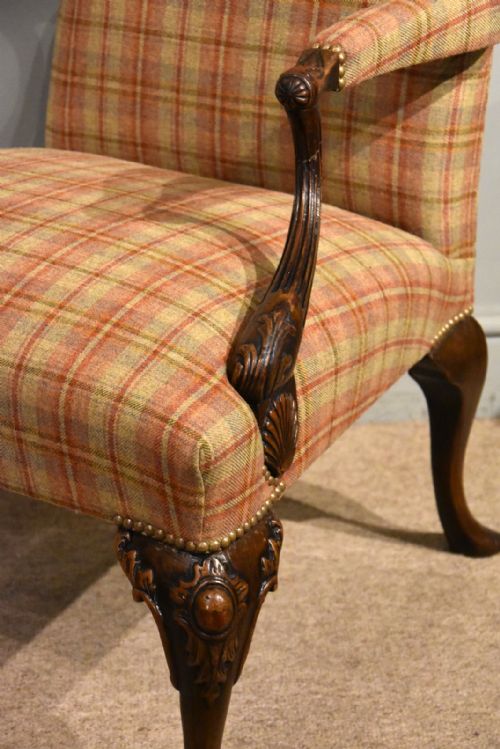 GEORGE I STYLE C1860 WALNUT GAINSBOROUGH ARMCHAIR - ADDITIONAL PHOTO 7