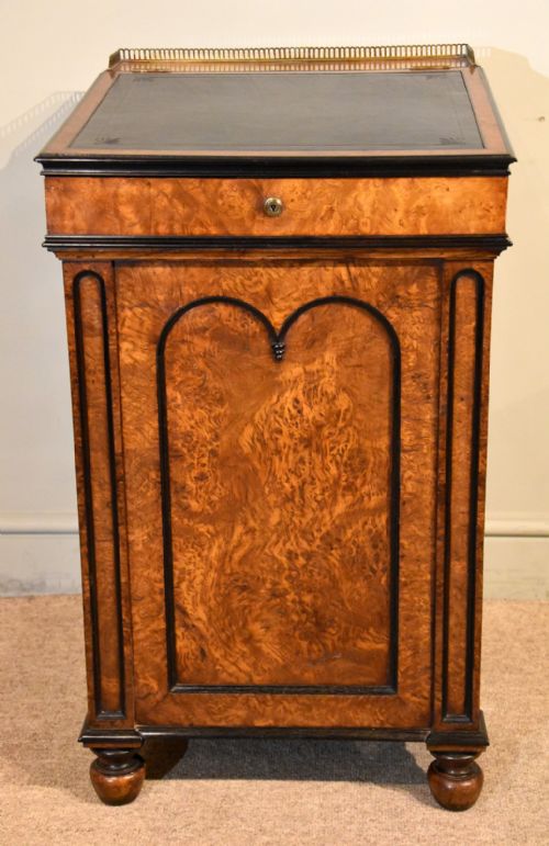 regency rare burr elm ebony davenport desk - CATEGORY: ANTIQUE DESKS - DATED REGENCY