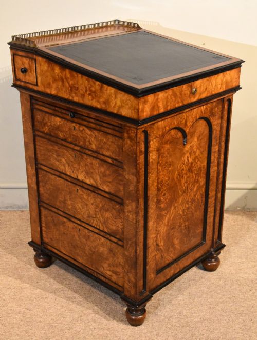 REGENCY RARE BURR ELM EBONY DAVENPORT DESK - ADDITIONAL PHOTO 3