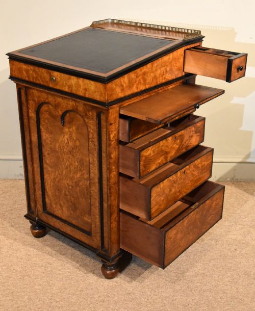 REGENCY RARE BURR ELM EBONY DAVENPORT DESK - ADDITIONAL PHOTO 4