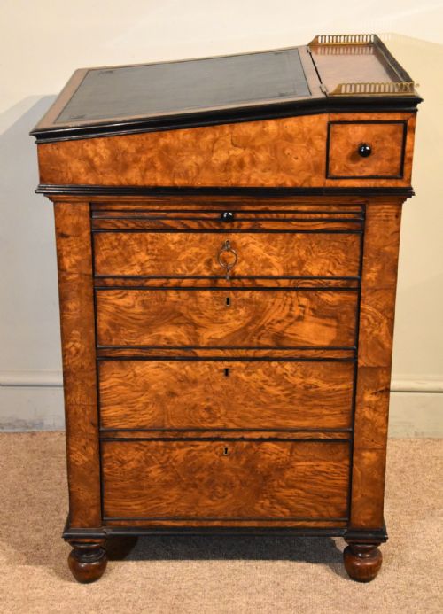 REGENCY RARE BURR ELM EBONY DAVENPORT DESK - ADDITIONAL PHOTO 5