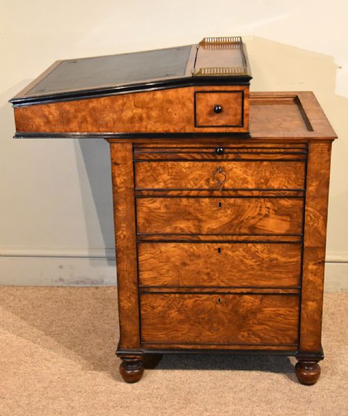 REGENCY RARE BURR ELM EBONY DAVENPORT DESK - ADDITIONAL PHOTO 6