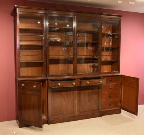 REGENCY PERIOD MAHOGANY BREAKFRONT BOOKCASE - ADDITIONAL PHOTO 4