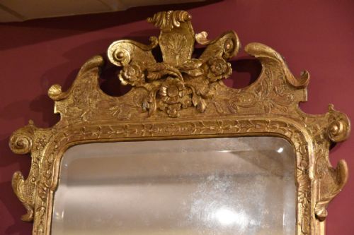 GEORGE I 18TH CENTURY PERIOD CARVED GESSO MIRROR - ADDITIONAL PHOTO 1