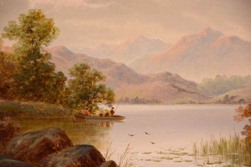 OIL PAINTING BY DANIEL H WINDER A QUIET SPOT FOR FISHING - ADDITIONAL PHOTO 2
