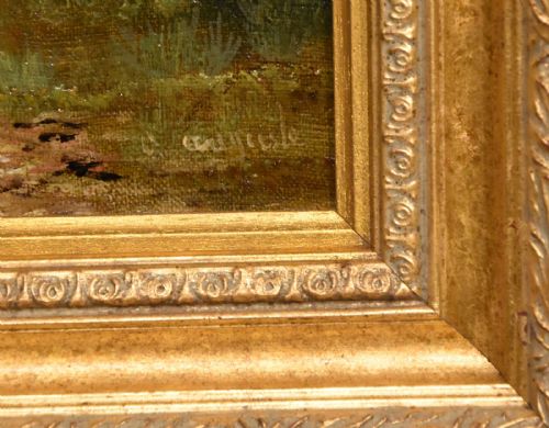 OIL PAINTING BY A AUGUSTE A TRANQUIL RIVER LANDSCAPE - ADDITIONAL PHOTO 2