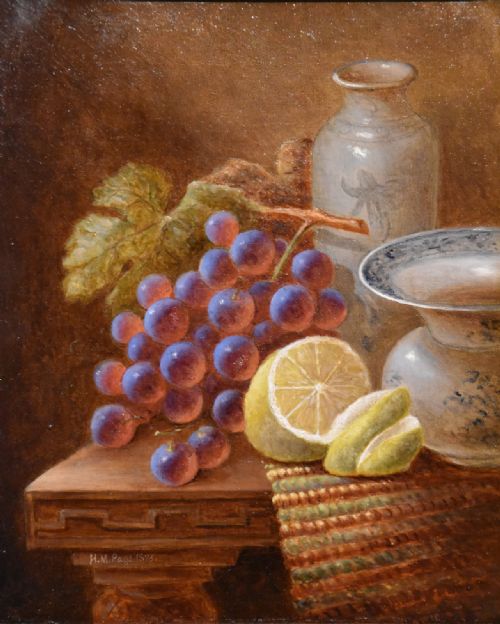 OIL PAINTING BY HENRY MAURICE PAGE LEMONS AND GRAPES - ADDITIONAL PHOTO 1