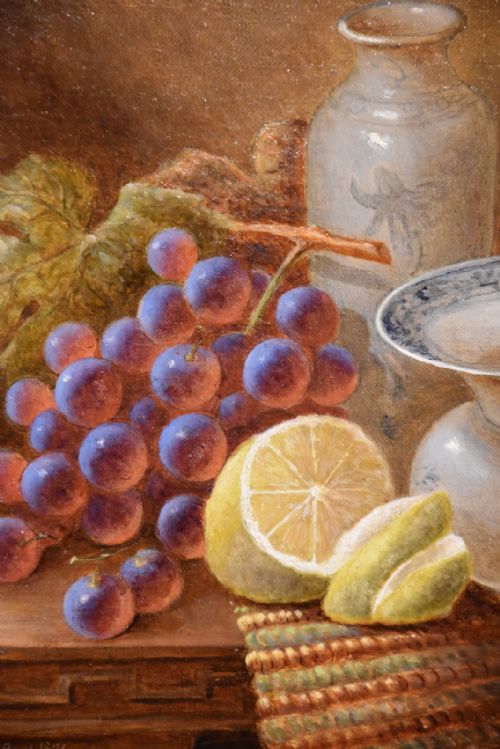 OIL PAINTING BY HENRY MAURICE PAGE LEMONS AND GRAPES - ADDITIONAL PHOTO 2
