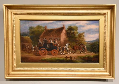 OIL PAINTING PAIR BY HERBERT ST JOHN JONES COACHING SCENES - ADDITIONAL PHOTO 1
