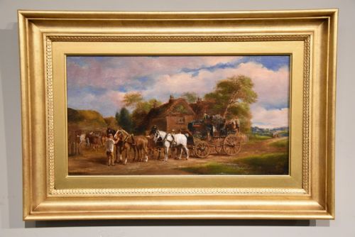 OIL PAINTING PAIR BY HERBERT ST JOHN JONES COACHING SCENES - ADDITIONAL PHOTO 4