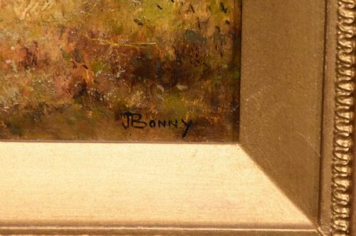 OIL PAINTING BY JOHN BONNY SWANS ON THE WATER DUCKS ON THE MILL - ADDITIONAL PHOTO 3