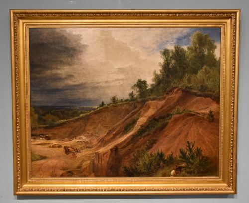 oil painting by henry dawson chertsey quarry - CATEGORY: ANTIQUE ART - DATED 19TH CENTURY